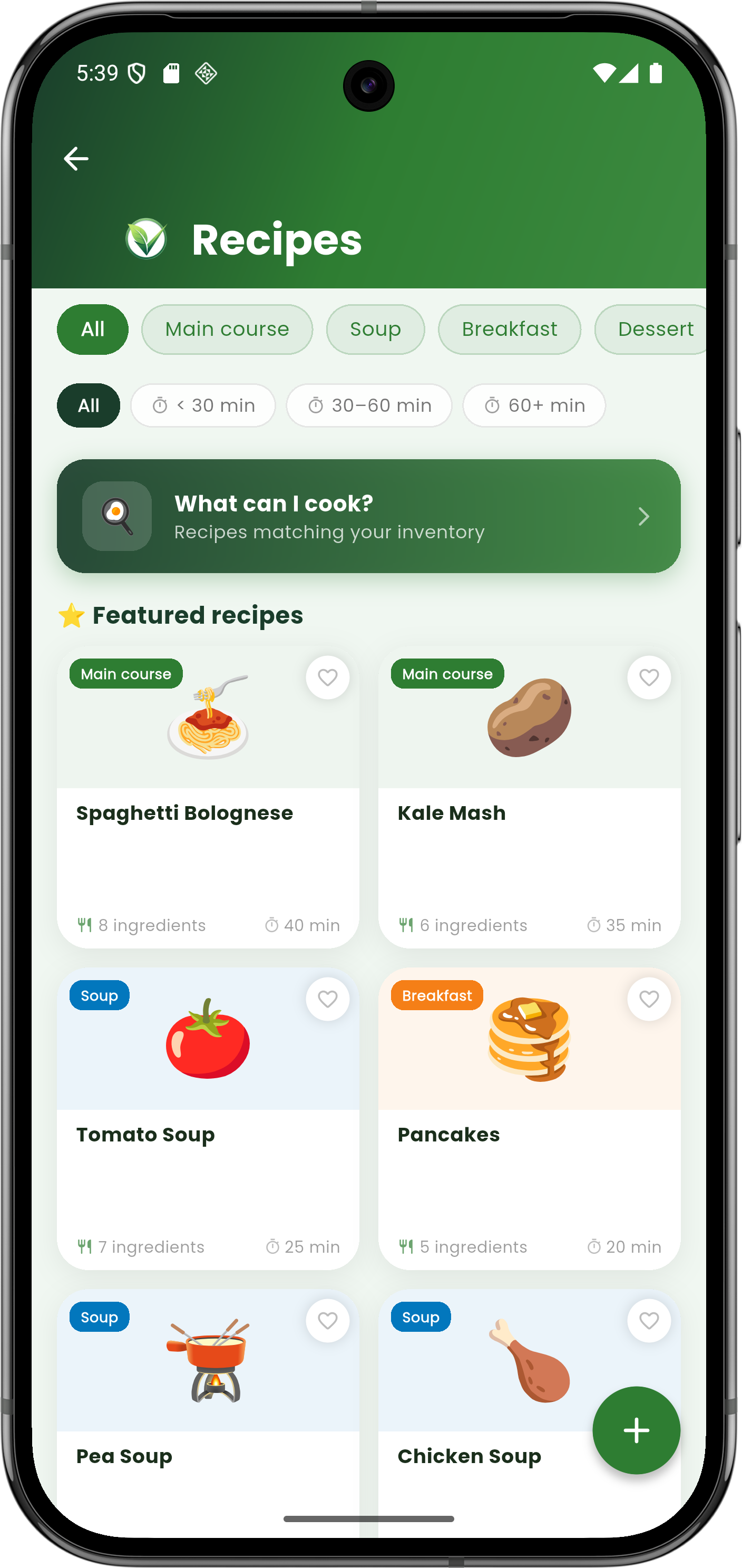 FreshGarant recipes screen